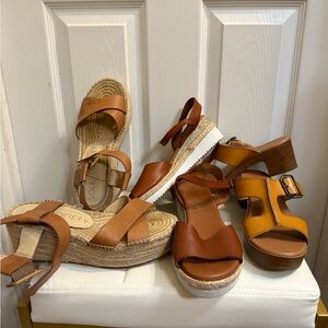 Women's Tan and Brown Sandals-Set